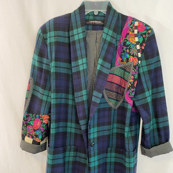 SOLD Canvasbacks Lutton & Horsefield Mixed Media Plaid Blazer NWOT - Picture 14 of 15